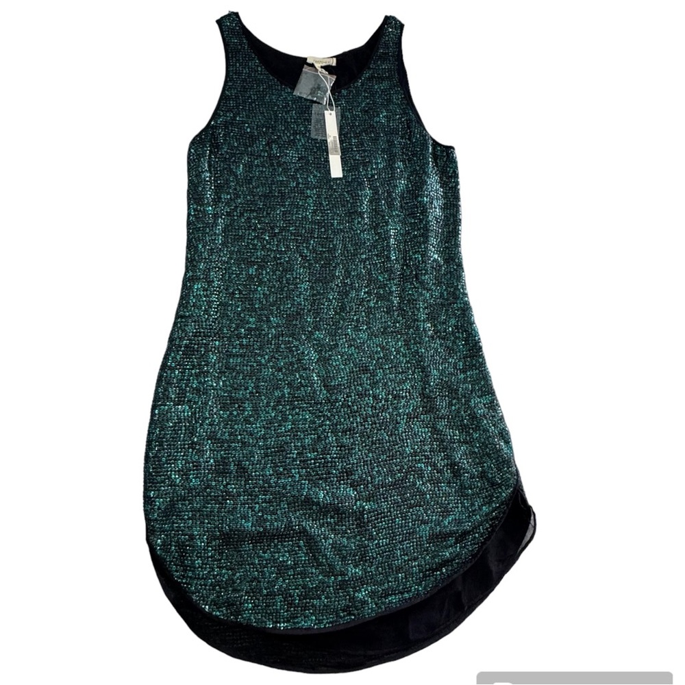 Renzo and Kai Lagoon Sequin Shift Dress Green Sz XS NWT